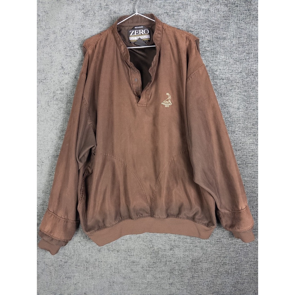 VTG Zero‎ Restriction Golf Jacket Mens XL Brown Microsuede Houndstooth Pinehurst